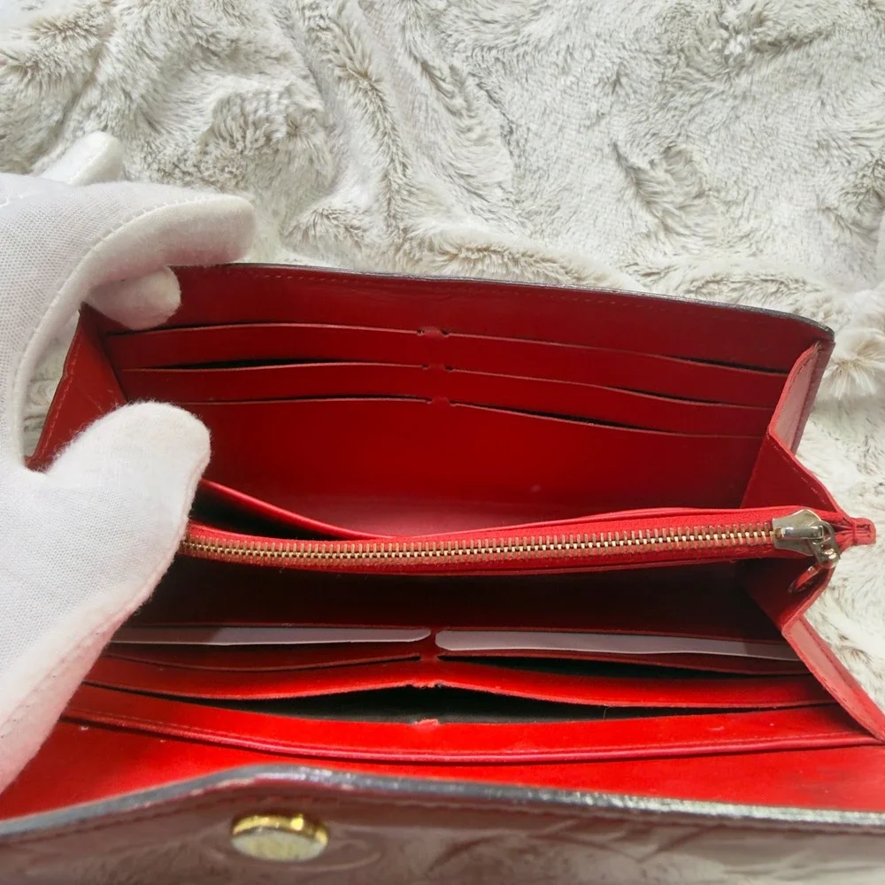Louis Vuitton Sarah Wallet Womens Red Monogram Vernis Leather‎ TN4115 M.H Stamp